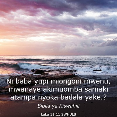 Picture 03 - Luka 11:11 SWHULB - Ni baba yupi miongoni mwenu, mwanaye akimuomba - Bible Verse Picture