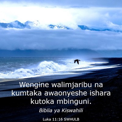 Picture 03 - Luka 11:16 SWHULB - Wengine walimjaribu na kumtaka awaonyeshe ishara - Bible Verse Picture