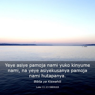 Picture 03 - Luka 11:23 SWHULB - Yeye asiye pamoja nami yuko kinyume nami, na yeye - Bible Verse Picture