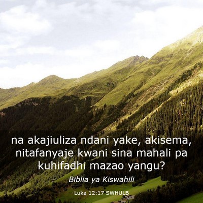 Picture 03 - Luka 12:17 SWHULB - na akajiuliza ndani yake, akisema, nitafanyaje - Bible Verse Picture