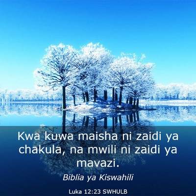 Picture 03 - Luka 12:23 SWHULB - Kwa kuwa maisha ni zaidi ya chakula, na mwili ni - Bible Verse Picture