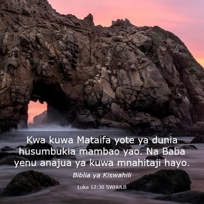 Picture 03 - Luka 12:30 SWHULB - Kwa kuwa Mataifa yote ya dunia husumbukia mambao - Bible Verse Picture