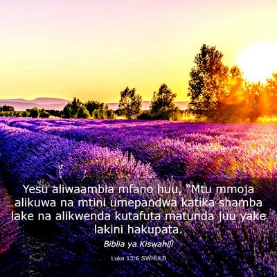 Picture 03 - Luka 13:6 SWHULB - Yesu aliwaambia mfano huu, “Mtu mmoja alikuwa - Bible Verse Picture