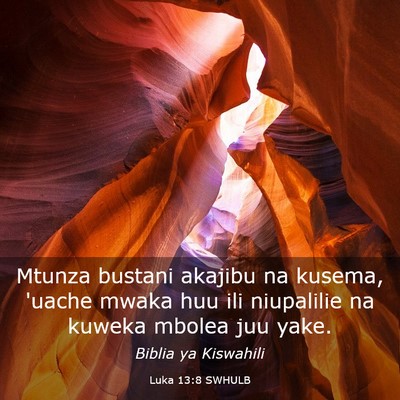 Picture 03 - Luka 13:8 SWHULB - Mtunza bustani akajibu na kusema, 'uache mwaka - Bible Verse Picture