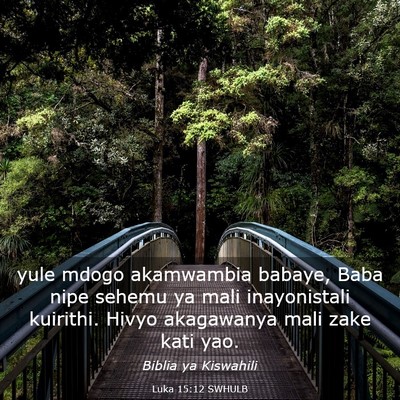 Picture 03 - Luka 15:12 SWHULB - yule mdogo akamwambia babaye, Baba nipe sehemu ya - Bible Verse Picture