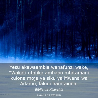 Picture 03 - Luka 17:22 SWHULB - Yesu akawaambia wanafunzi wake, “Wakati utafika - Bible Verse Picture