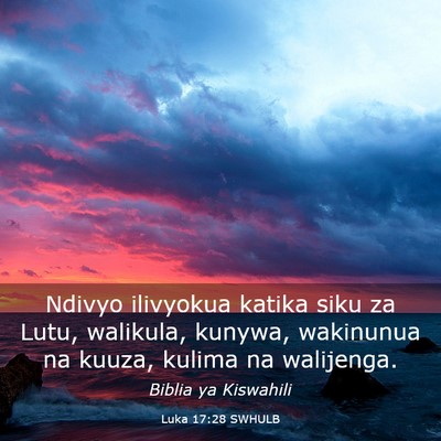 Picture 03 - Luka 17:28 SWHULB - Ndivyo ilivyokua katika siku za Lutu, walikula, - Bible Verse Picture