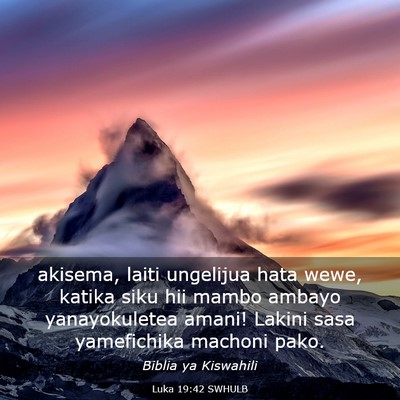 Picture 03 - Luka 19:42 SWHULB - akisema, laiti ungelijua hata wewe, katika siku - Bible Verse Picture