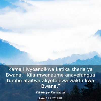 Picture 03 - Luka 2:23 SWHULB - Kama ilivyoandikwa katika sheria ya Bwana, - Bible Verse Picture