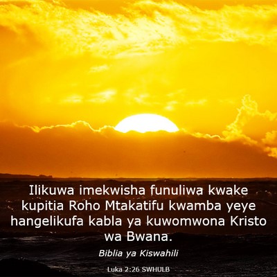 Picture 03 - Luka 2:26 SWHULB - Ilikuwa imekwisha funuliwa kwake kupitia Roho - Bible Verse Picture