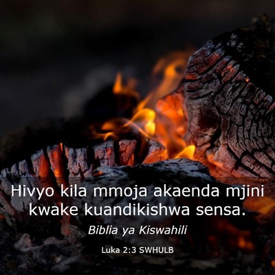 Picture 03 - Luka 2:3 SWHULB - Hivyo kila mmoja akaenda mjini kwake kuandikishwa - Bible Verse Picture