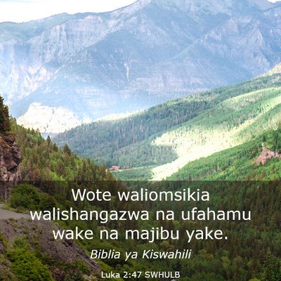Picture 03 - Luka 2:47 SWHULB - Wote waliomsikia walishangazwa na ufahamu wake na - Bible Verse Picture