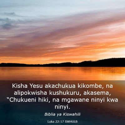 Picture 03 - Luka 22:17 SWHULB - Kisha Yesu akachukua kikombe, na alipokwisha - Bible Verse Picture