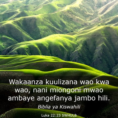 Picture 03 - Luka 22:23 SWHULB - Wakaanza kuulizana wao kwa wao, nani miongoni - Bible Verse Picture