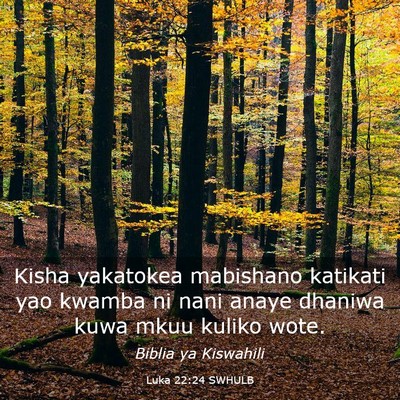 Picture 03 - Luka 22:24 SWHULB - Kisha yakatokea mabishano katikati yao kwamba ni - Bible Verse Picture