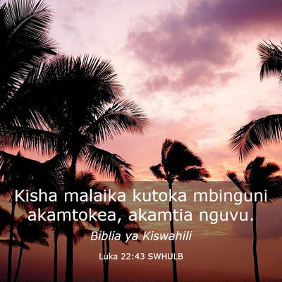 Picture 03 - Luka 22:43 SWHULB - Kisha malaika kutoka mbinguni akamtokea, akamtia - Bible Verse Picture