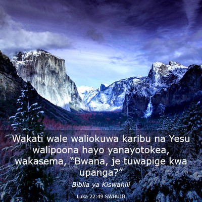 Picture 03 - Luka 22:49 SWHULB - Wakati wale waliokuwa karibu na Yesu walipoona - Bible Verse Picture