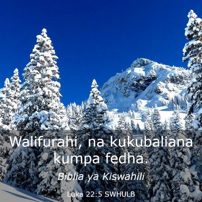 Picture 03 - Luka 22:5 SWHULB - Walifurahi, na kukubaliana kumpa - Bible Verse Picture