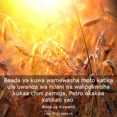 Picture 03 - Luka 22:55 SWHULB - Baada ya kuwa wamewasha moto katika ule uwanda wa - Bible Verse Picture