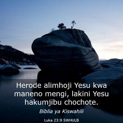 Picture 03 - Luka 23:9 SWHULB - Herode alimhoji Yesu kwa maneno mengi, lakini - Bible Verse Picture