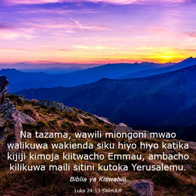 Picture 03 - Luka 24:13 SWHULB - Na tazama, wawili miongoni mwao walikuwa wakienda - Bible Verse Picture