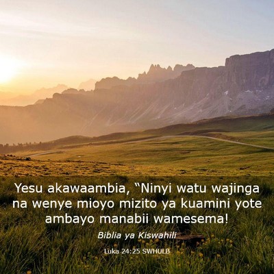 Picture 03 - Luka 24:25 SWHULB - Yesu akawaambia, “Ninyi watu wajinga na wenye - Bible Verse Picture