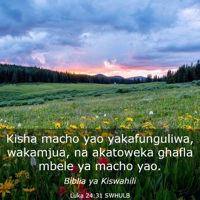 Picture 03 - Luka 24:31 SWHULB - Kisha macho yao yakafunguliwa, wakamjua, na - Bible Verse Picture