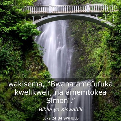 Picture 03 - Luka 24:34 SWHULB - wakisema, “Bwana amefufuka kwelikweli, na - Bible Verse Picture