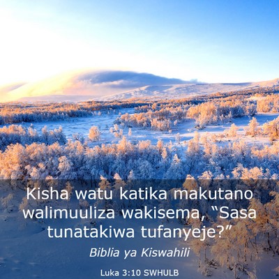 Picture 03 - Luka 3:10 SWHULB - Kisha watu katika makutano walimuuliza wakisema, - Bible Verse Picture