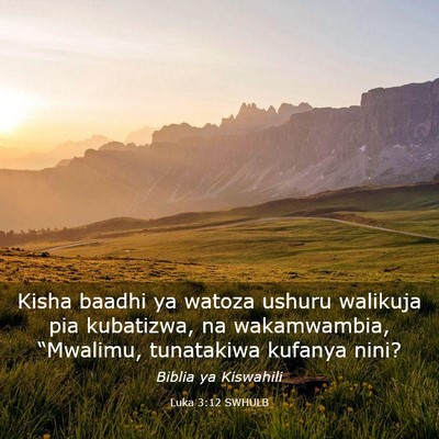 Picture 03 - Luka 3:12 SWHULB - Kisha baadhi ya watoza ushuru walikuja pia - Bible Verse Picture