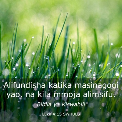 Picture 03 - Luka 4:15 SWHULB - Alifundisha katika masinagogi yao, na kila mmoja - Bible Verse Picture