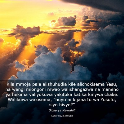 Picture 03 - Luka 4:22 SWHULB - Kila mmoja pale alishuhudia kile alichokisema - Bible Verse Picture