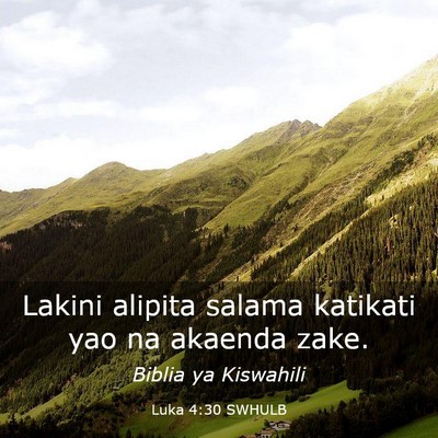 Picture 03 - Luka 4:30 SWHULB - Lakini alipita salama katikati yao na akaenda - Bible Verse Picture