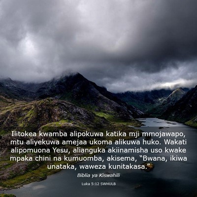 Picture 03 - Luka 5:12 SWHULB - Ilitokea kwamba alipokuwa katika mji mmojawapo, - Bible Verse Picture