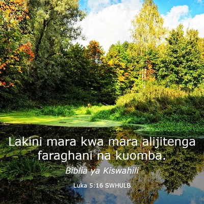Picture 03 - Luka 5:16 SWHULB - Lakini mara kwa mara alijitenga faraghani na - Bible Verse Picture
