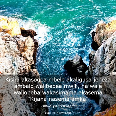 Picture 03 - Luka 7:14 SWHULB - Kisha akasogea mbele akaligusa jeneza ambalo - Bible Verse Picture