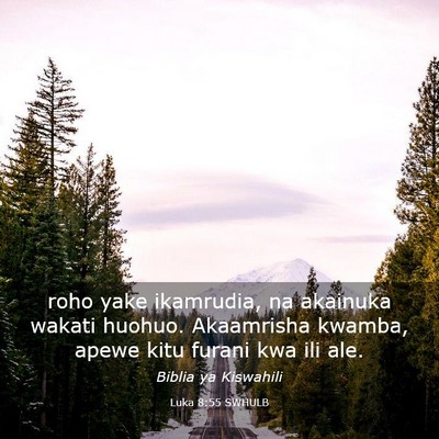 Picture 03 - Luka 8:55 SWHULB - roho yake ikamrudia, na akainuka wakati huohuo. - Bible Verse Picture