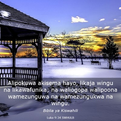 Picture 03 - Luka 9:34 SWHULB - Alipokuwa akisema hayo, likaja wingu na - Bible Verse Picture