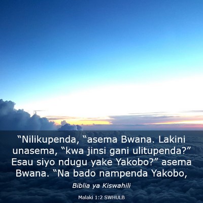 Picture 03 - Malaki 1:2 SWHULB - “Nilikupenda, “asema Bwana. Lakini unasema, - Bible Verse Picture