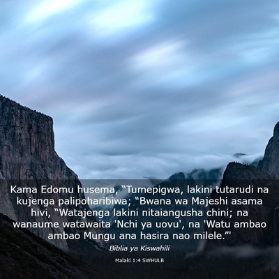 Picture 03 - Malaki 1:4 SWHULB - Kama Edomu husema, “Tumepigwa, lakini tutarudi - Bible Verse Picture