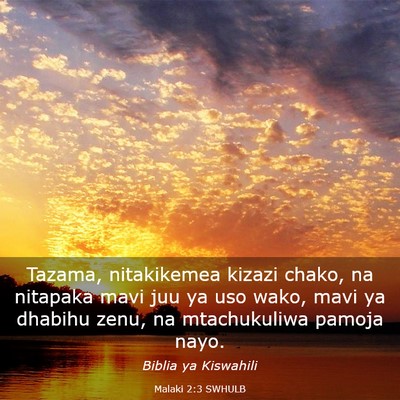 Picture 03 - Malaki 2:3 SWHULB - Tazama, nitakikemea kizazi chako, na nitapaka - Bible Verse Picture