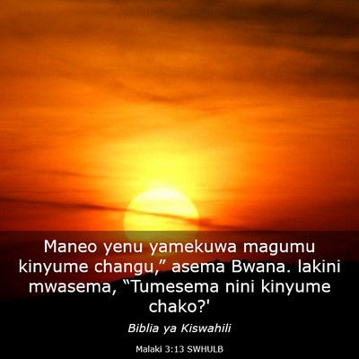 Picture 03 - Malaki 3:13 SWHULB - Maneo yenu yamekuwa magumu kinyume changu,” - Bible Verse Picture