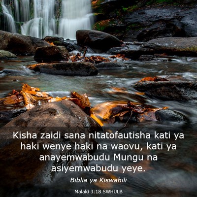Picture 03 - Malaki 3:18 SWHULB - Kisha zaidi sana nitatofautisha kati ya haki - Bible Verse Picture