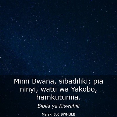 Picture 03 - Malaki 3:6 SWHULB - Mimi Bwana, sibadiliki; pia ninyi, watu wa - Bible Verse Picture