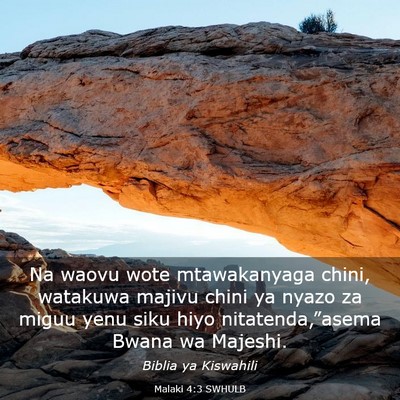 Picture 03 - Malaki 4:3 SWHULB - Na waovu wote mtawakanyaga chini, watakuwa majivu - Bible Verse Picture