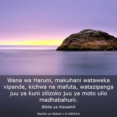 Picture 03 - Mambo ya Walawi 1:8 SWHULB - Wana wa Haruni, makuhani wataweka vipande, kichwa - Bible Verse Picture
