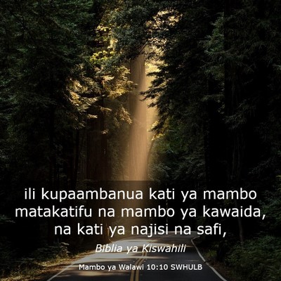 Picture 03 - Mambo ya Walawi 10:10 SWHULB - ili kupaambanua kati ya mambo matakatifu na mambo - Bible Verse Picture