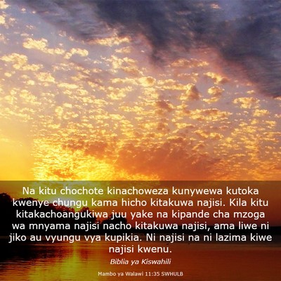 Picture 03 - Mambo ya Walawi 11:35 SWHULB - Na kitu chochote kinachoweza kunywewa kutoka - Bible Verse Picture