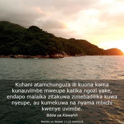 Picture 03 - Mambo ya Walawi 13:10 SWHULB - Kuhani atamchunguza ili kuona kama kunauvimbe - Bible Verse Picture