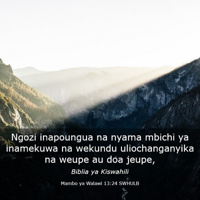 Picture 03 - Mambo ya Walawi 13:24 SWHULB - Ngozi inapoungua na nyama mbichi ya inamekuwa na - Bible Verse Picture